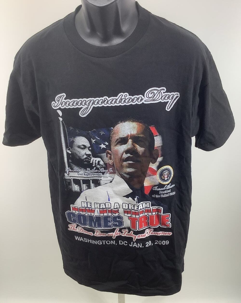 Vintage Barack Obama MLK Inauguration T Shirt Medium Black 2009 Black History
